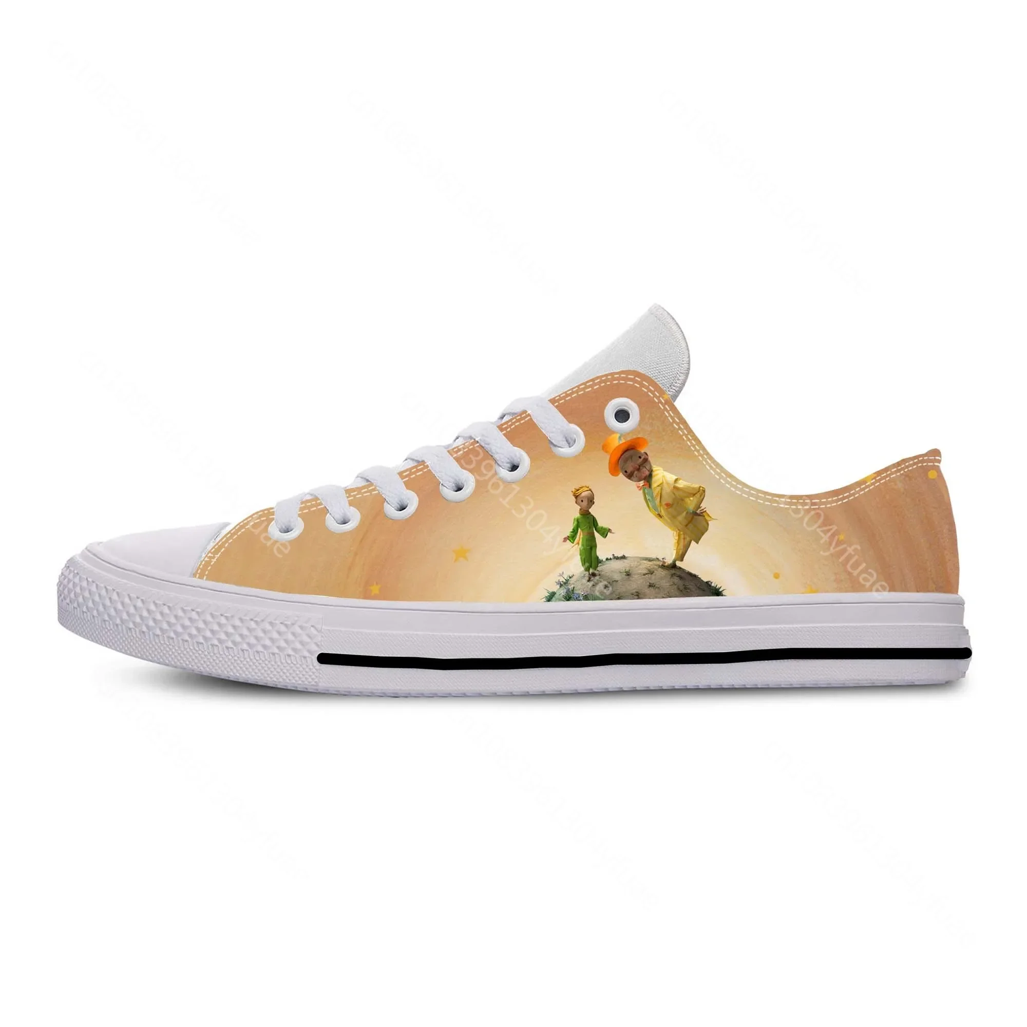 Little Prince Anime Cartoon Sneakers para homens e mulheres, manga, quadrinhos, legal, engraçado, casual, sapatos de pano, top baixo, confortável, respirável, impressão 3D