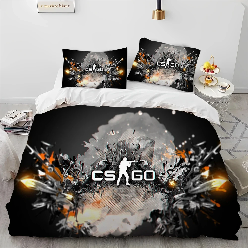 CS GO Game Gamer Counter Strike Bedding Set Duvet Cover Bed Set Quilt Cover Pillowcase Comforter king Queen Size Boys Adult