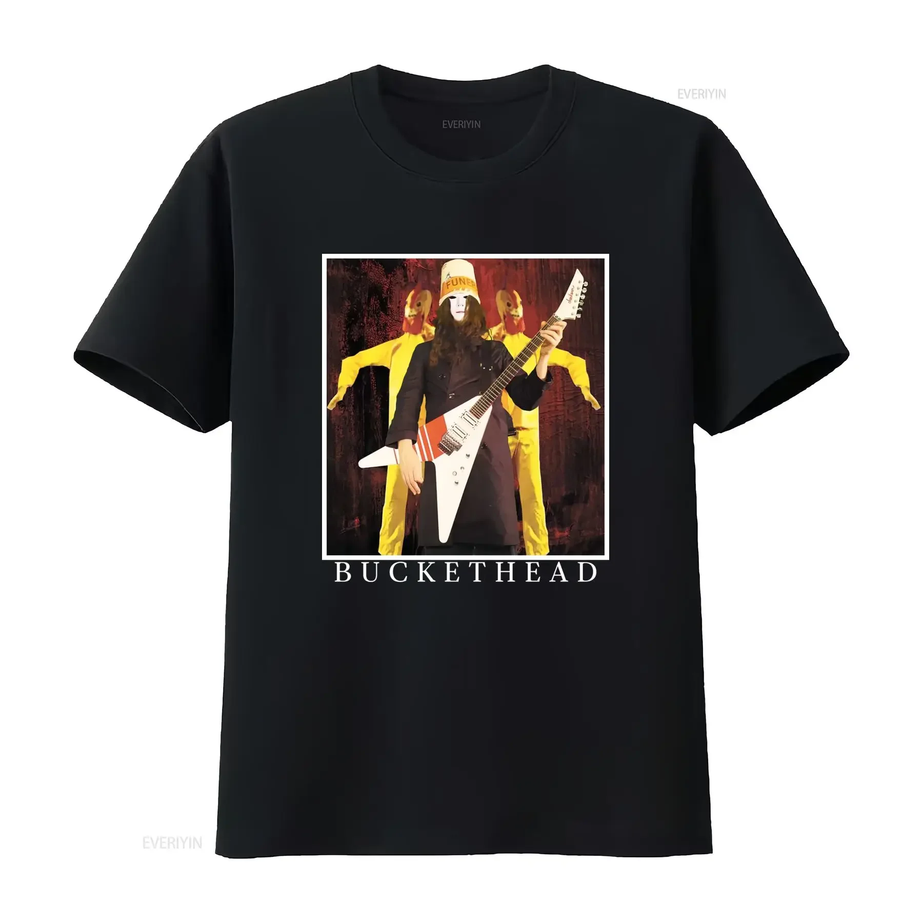 Rare Buckethead Music Star Cotton Black Full Size T Shirt Unique Design for Rock Fans vintage Washed Slightly designer clothes