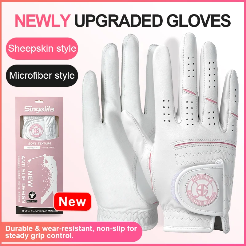 

Singelila Women's Golf Gloves Pair Left & Right Hand Soft Breathable Genuine Sheepskin Non-Slip Grip Design