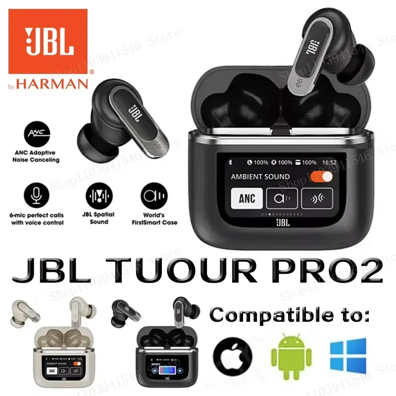 

JBL Tour PRO 2 True Wireless Bluetooth Earphones Stereo Earbuds sports Headphones with Smart LCD Screen HK version