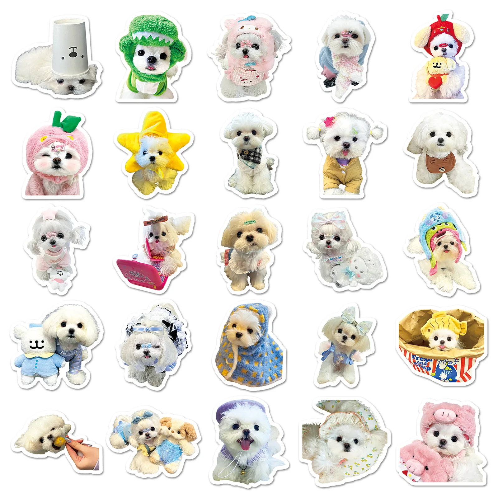50 STKS Maltese Leuke Huisdier Leuke Hond Mode Huisdier Graffiti DIY Decoratieve iPad Koffer Gitaar Water Cup Waterdichte Sticker Kinderen Speelgoed