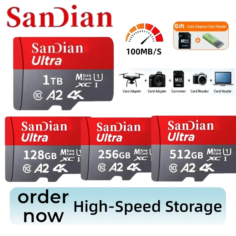 

Original High Speed Micro TF SD Card 128GB 256GB Class 10 Stable Memory Card for Digital Camera Phone and MP3 Music Player
