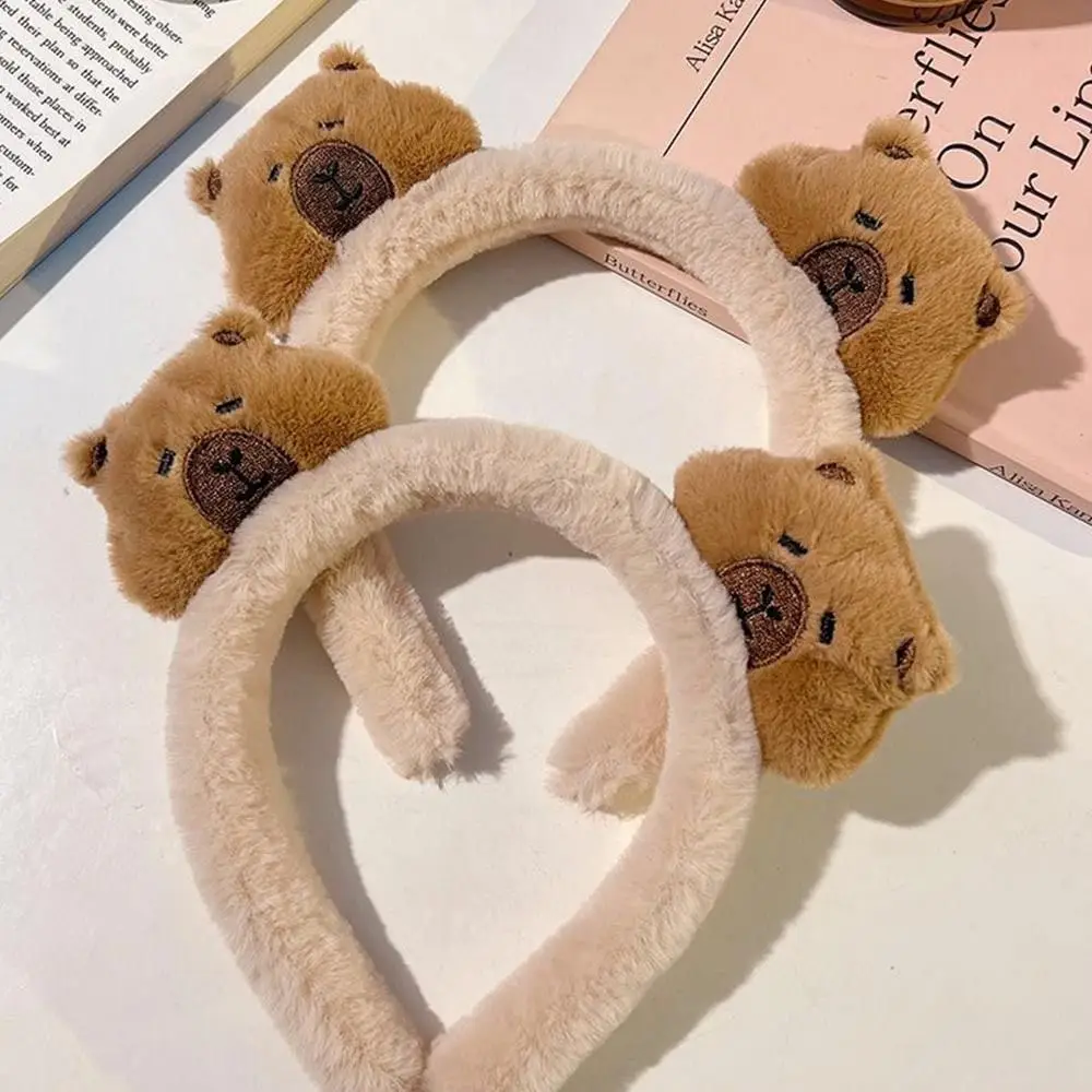 

Kawaii High Skull Top Capybara Hair Bands Plush Soft Capybara Plush Headband Wash Face Funny Water Dolphin Hair Hoop Female