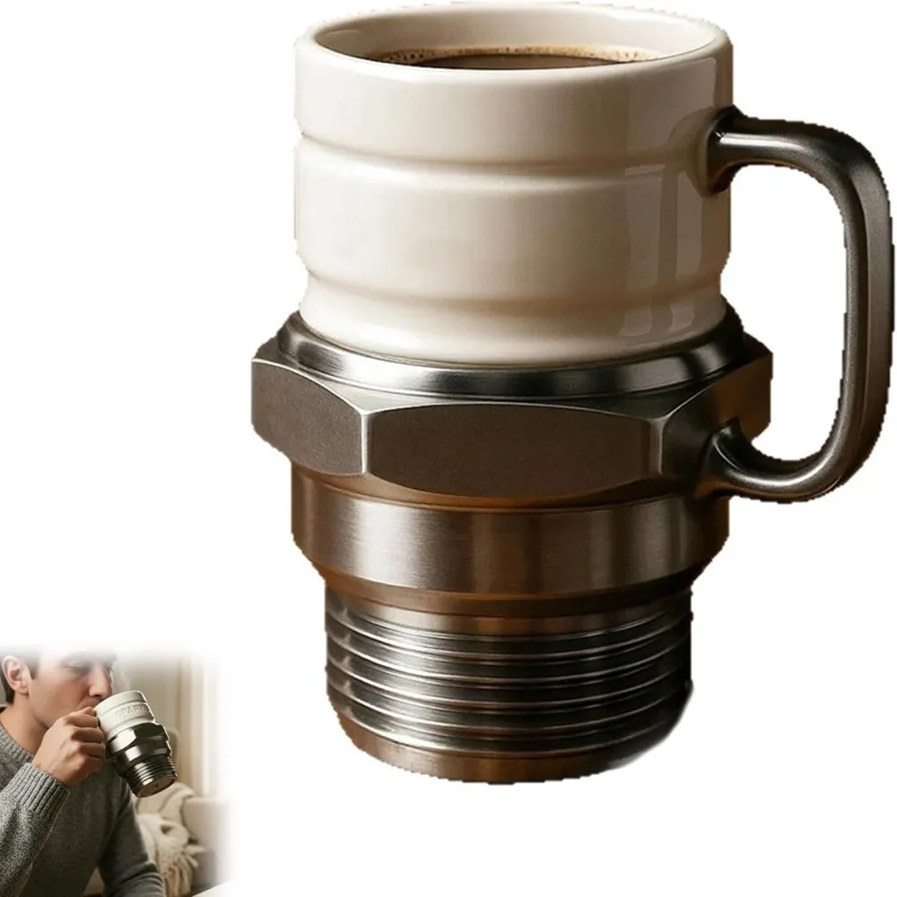 Novelty Mechanical Style Spark Plug Mug Large Capacity 300ML Spark Plug-shaped Coffee Cup Synthetic Resin Material Portable
