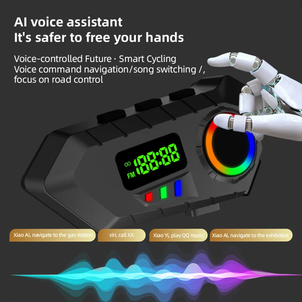 MRSVI гарнитура для мотоциклетного шлема Y30A Bluetooth 6.0 FM-радио водонепроницаемая система связи с ЖК-дисплеем для мотоциклистов