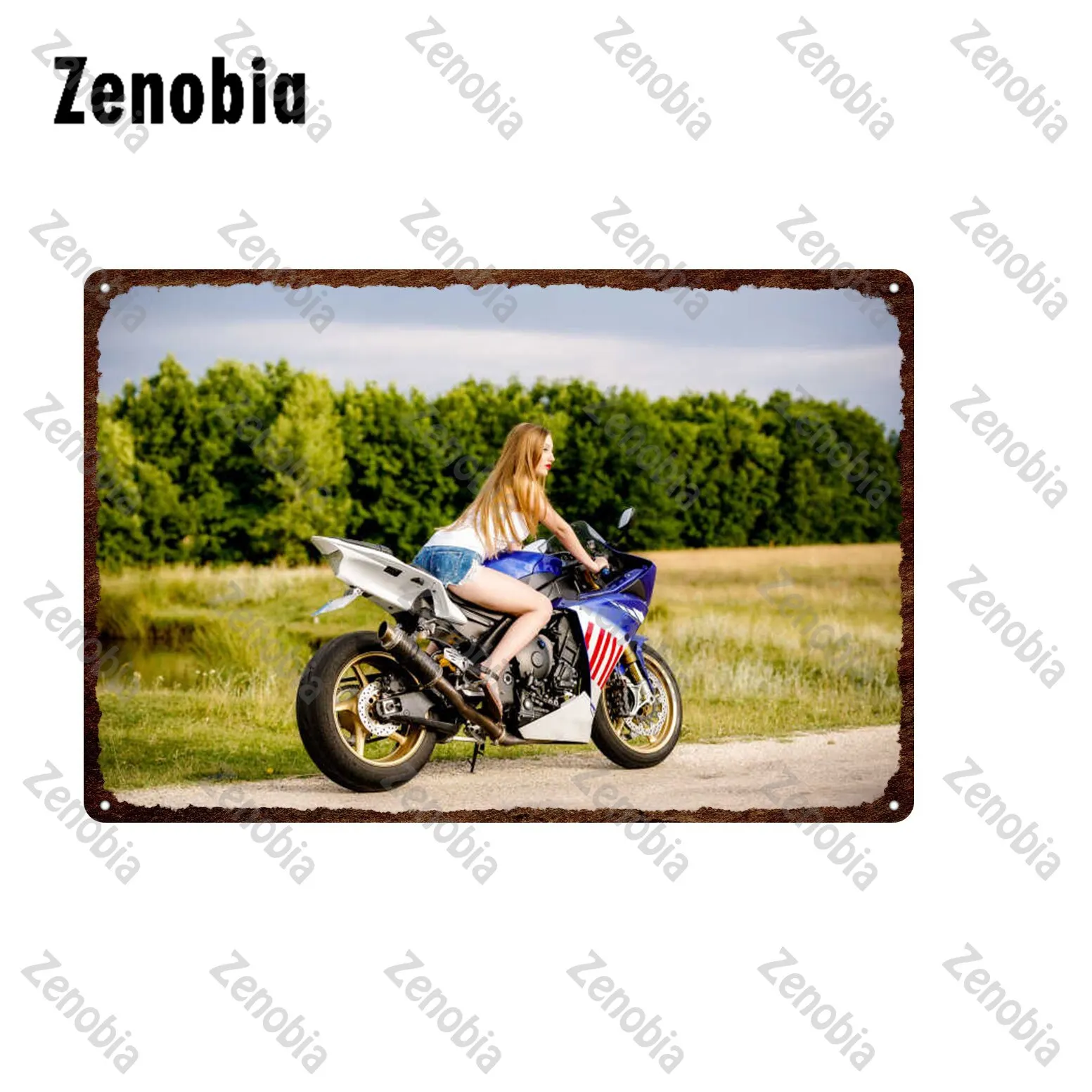 Vintage Motorcycle  Glamorous Women Metal Poster  Retro Tin Signs for Garage Man Cave Wall Decor  Stylish Iron Painting for Home