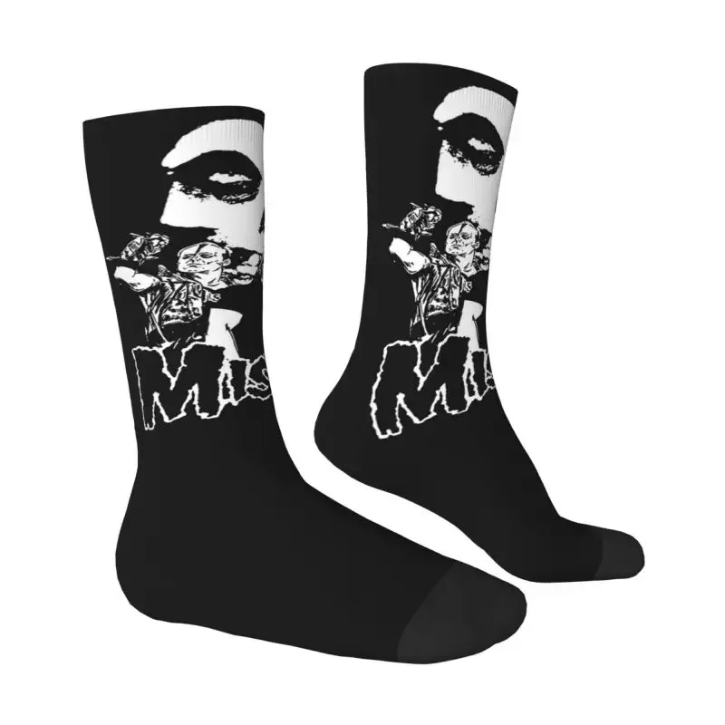 Fun Print Heavy Metal Music Misfits Socks for Women Men Stretch Summer Autumn Winter Horror Skull Crew 