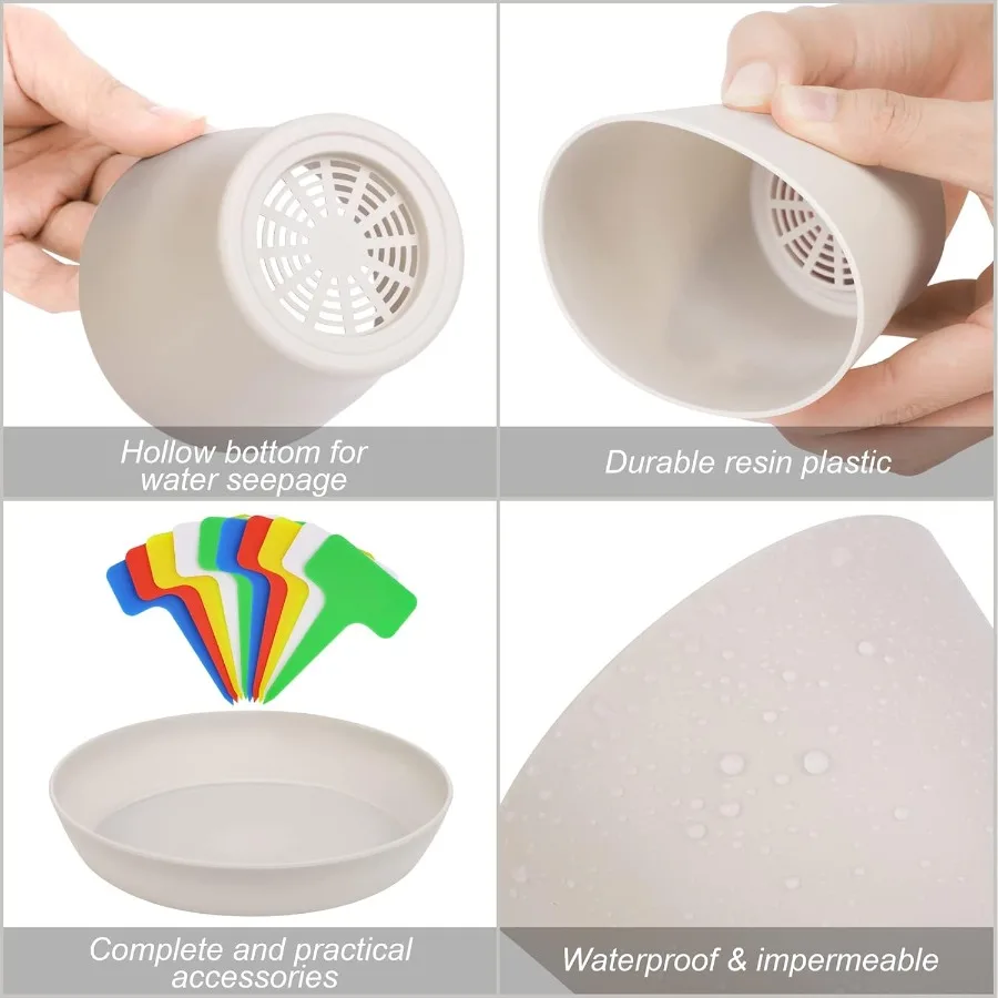 20 حزمة المزارعون البلاستيكية 4 بوصة أصيص زهور النبات مع صواني الشتلات الحضانة الأواني زارع زهرة الحاويات البذور الأواني للبذور #3