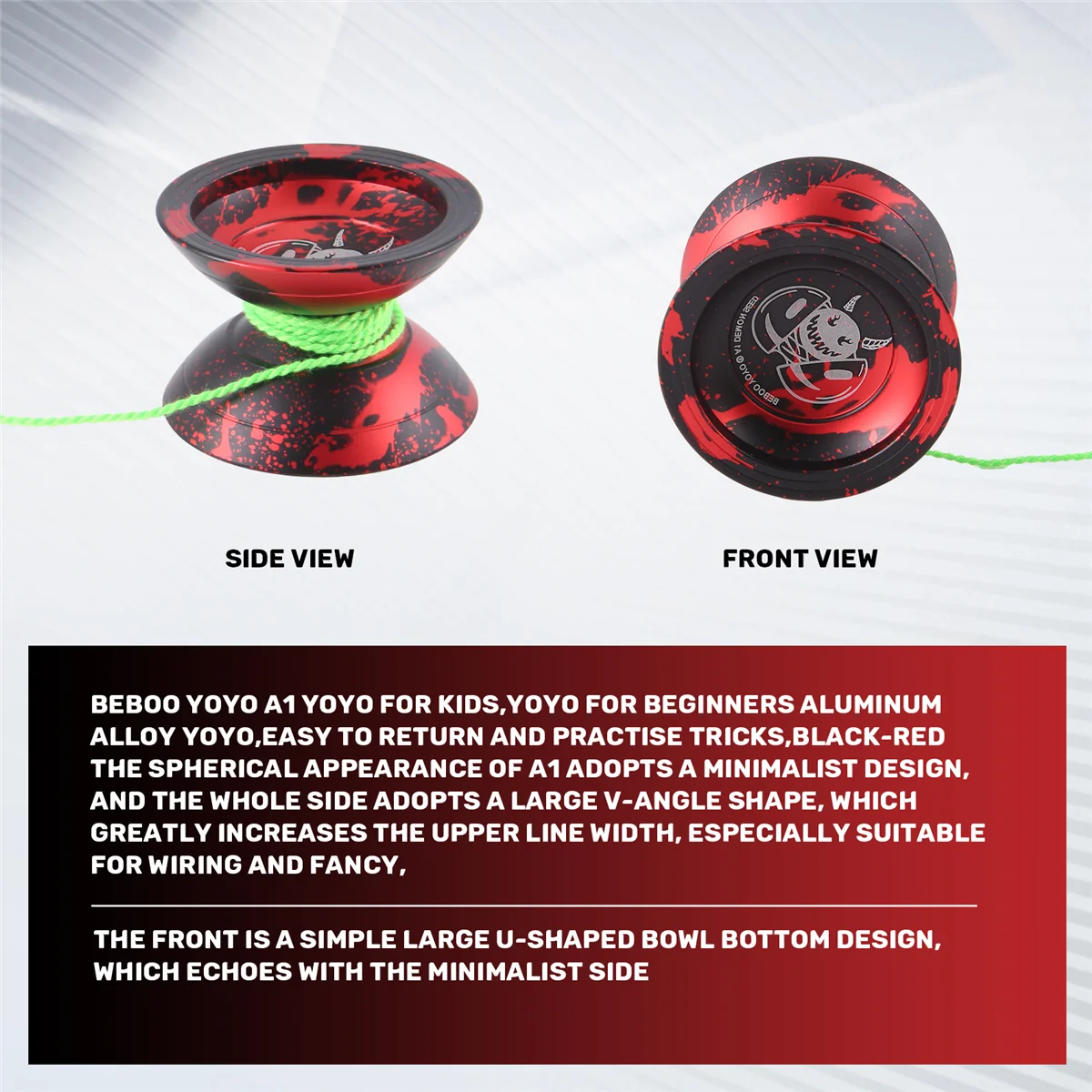 Modern BEBOO YOYO A1 Yoyo for Kids,for Beginners Aluminum Alloy,Black-Red