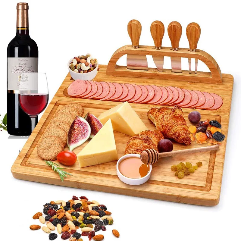 

Hot Selling Original Color Direct Sale Bamboo Cheese Board Set Cutting Board Pizza Bamboo Cutting Board