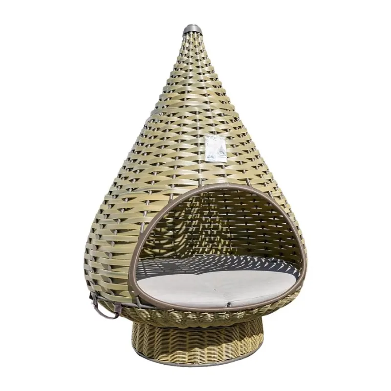 تصميم فاخر فريد من نوعه للحديقة من ألياف عش المنسوجة خفيفة الوزن ومقاومة للماء كرسي قائم خارجي 360 درجة من الألومنيوم #2