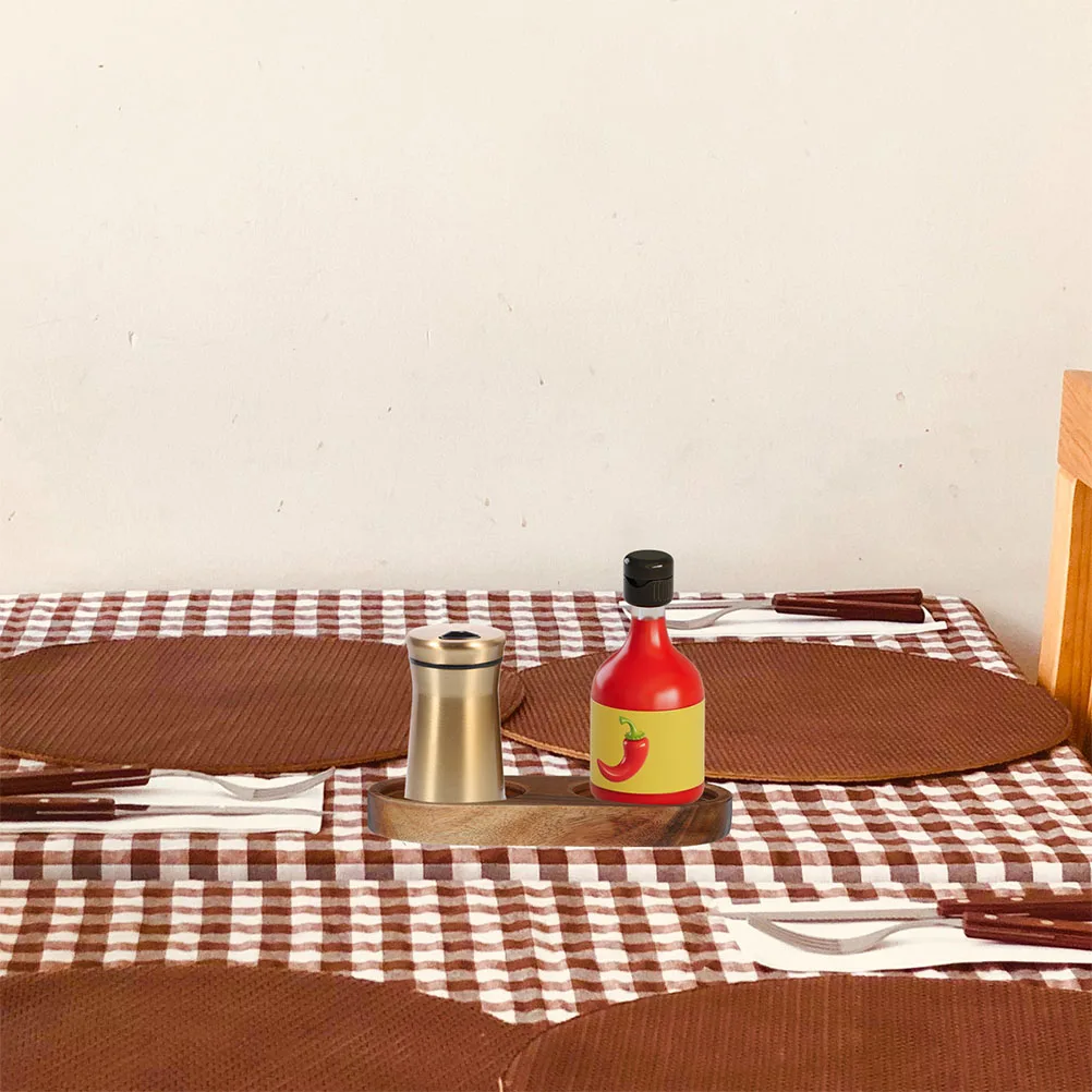 

Wooden Pepper Grinder Tray For Salt Pepper Mills Non-Slip Kitchen Counter Condiment Holder Wood Base Storage Tray