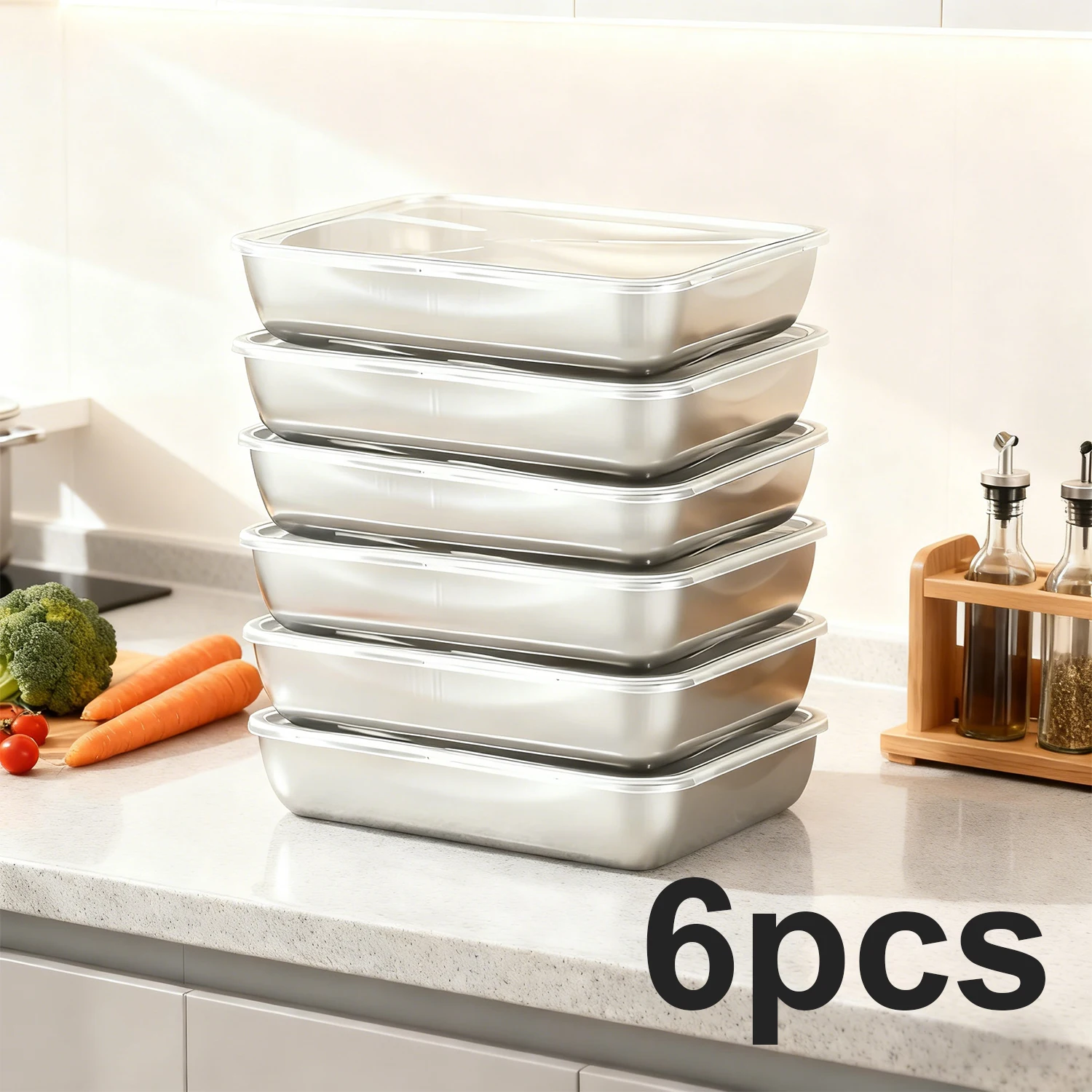 

6pcs Medium-sized Food Preservation Boxes. Can Hold Meat, Vegetables, And Fruits. Easy To Clean. Machine Washable