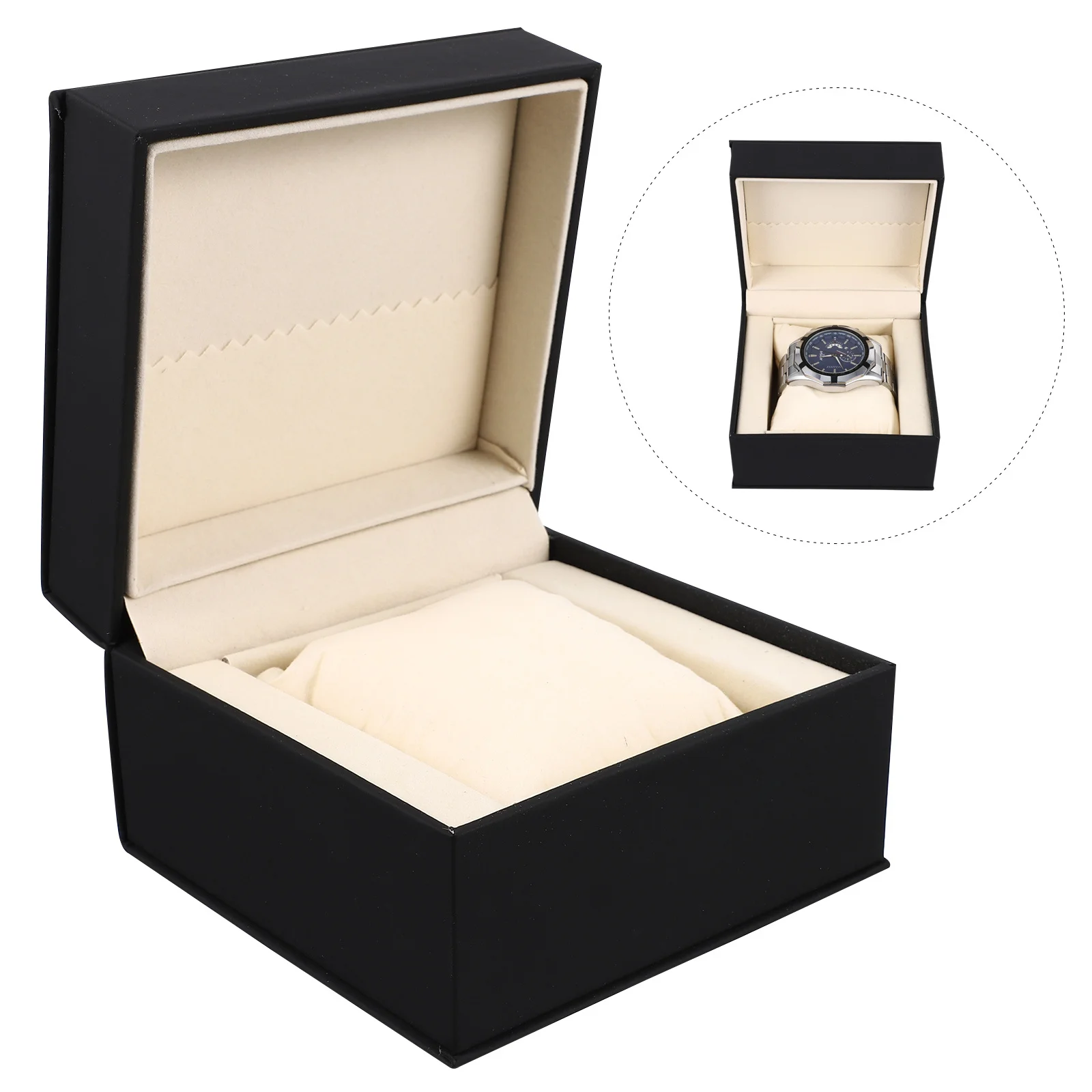 

2Pcs Watch Organizer PU Storage Box Durable Multi-Functional Display Case Stylish Gift Storage Box Watch Display Case