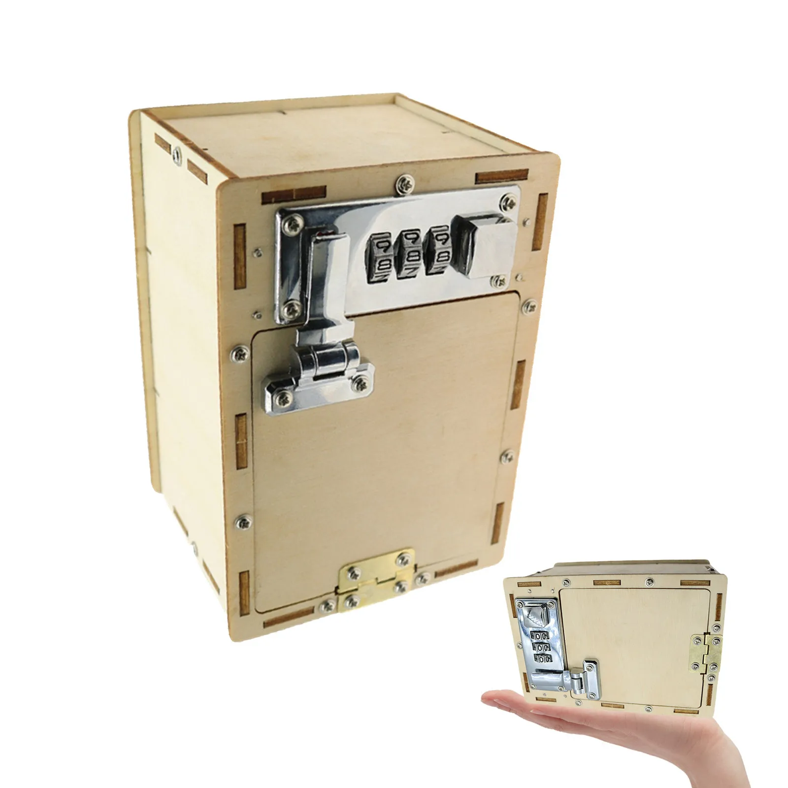 

1Set Wooden Mechanical Password Box DIY Assembly Kit for Kids Early Education Hands-on Learning Secret Storage Box Educational