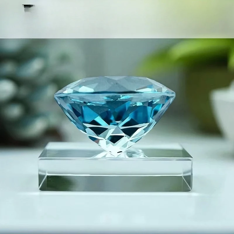 Laborgezüchteter Saphir, runder Schliff, Aquamarin-Farbe, Edelstein für Schmuckherstellung, DIY, wählbares Zertifikat, bestandenem Diamanttester – Detail 3