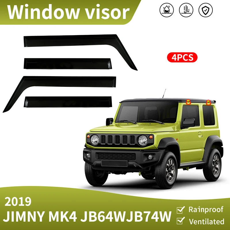 

ABS Plastic Exterior Car Visor Vent Shades Window Sun Rain Guard Deflector For Suzuki JIMMY MK3 MK4 2005 - 2019 +