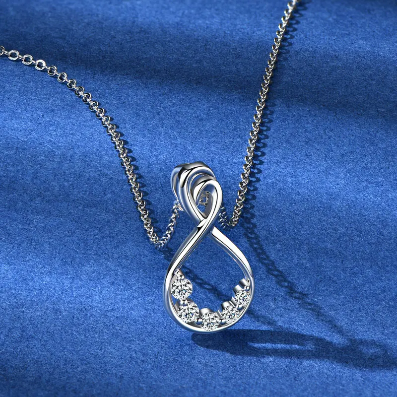 

Infinity Necklace S925 D Round Moissanite Pendant Necklaces 925 Silver for Women Adjustable Chain GRA Certified Infinite Jewelry