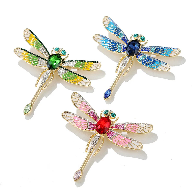 Exquisite Retro Enamel Dragonfly Brooches Pins For Women Clothing Coat Party Accessries Gifts