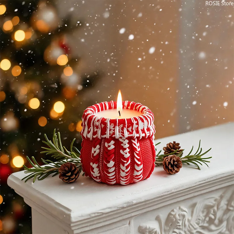 3D-Wollbecher-Silikonform, DIY-Form zur Herstellung von Aufbewahrungsgläsern für zu Hause, Aroma-Kerzenglas, Gipsbecher, Harzform, Weihnachtsdekoration