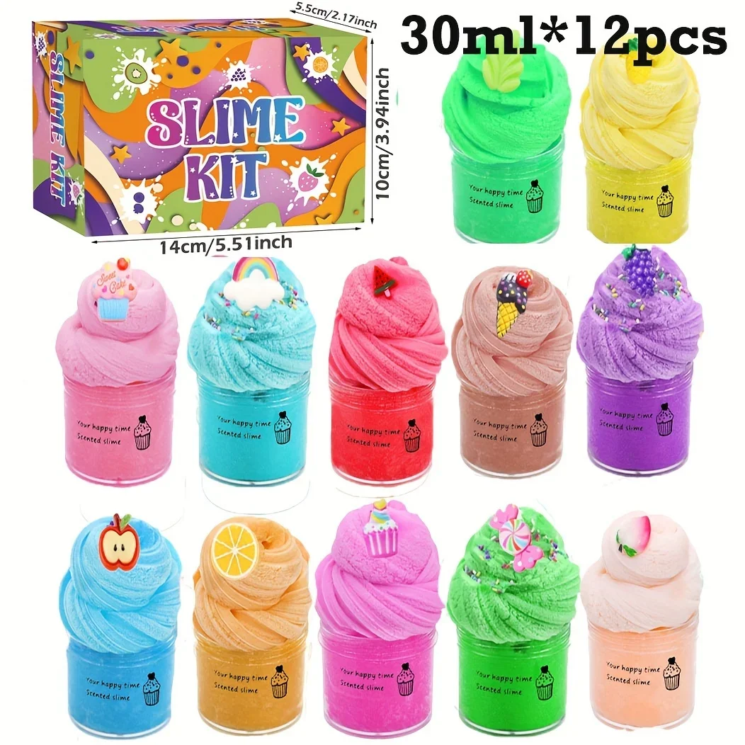 12 Piece Cotton Clay Set Slime Butter Clay Set Cotton Clay Butter Clay DIY Colored Clay Set Soft Non Stick Toy