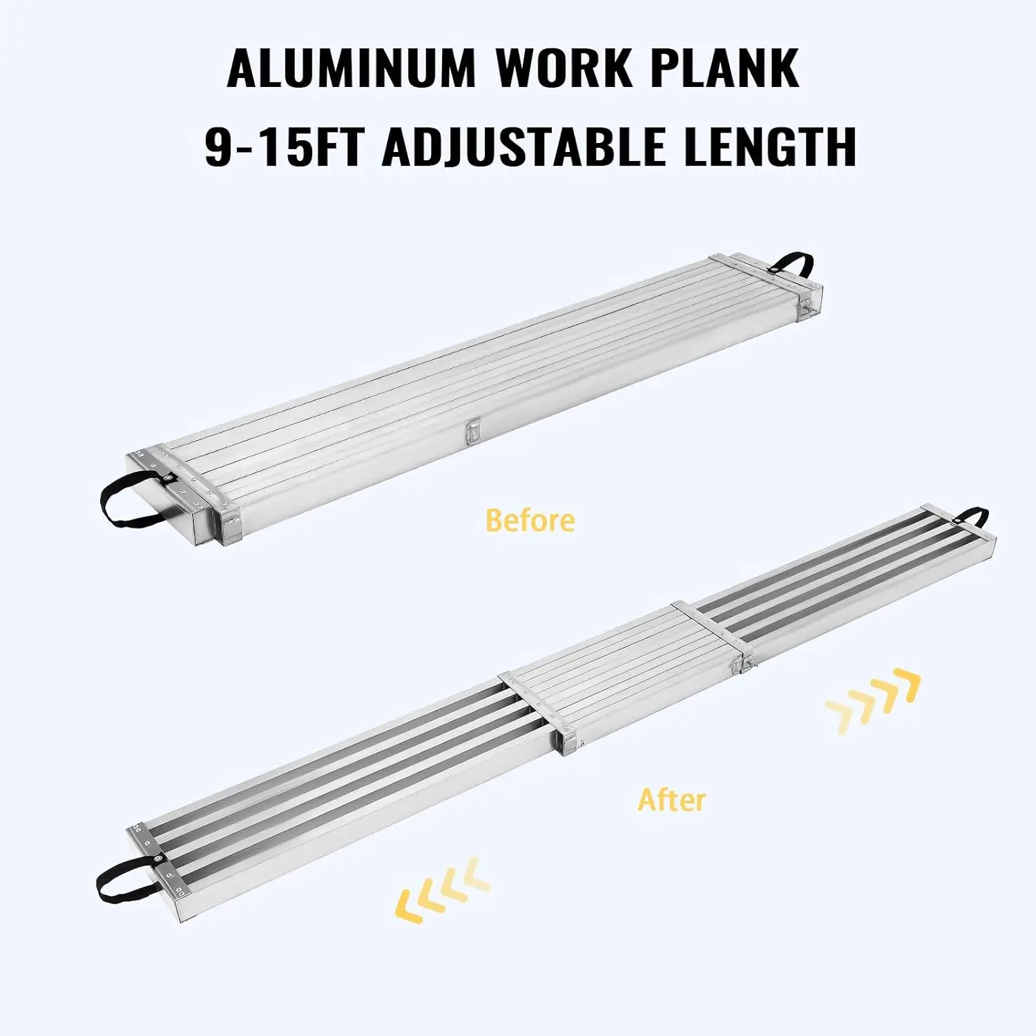 9-15Ft Telescoping Work Plank, Aluminum Plank, Adjustable Work Platform 440Lbs Capacity, Extension Scaffolding Plank With