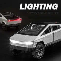 1:36 Tesla Cybertruck Legering Automodel Diecasts Voertuigen Speelgoedauto 'S Geluid Licht Pick-Up Truck Kind Kinderen Kerstcadeau Jongen Speelgoed