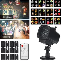 Christmas Projector Lights Waterproof LED Laser Snowflake Projector 12 Film Cards Stage Light for New Year Christmas Home Garden