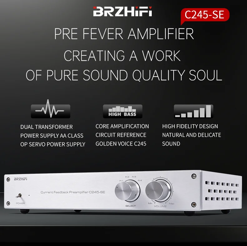 BRZHIFI golden voice C245 line Class AA servo front amplifier HiFi class audio preamplifier