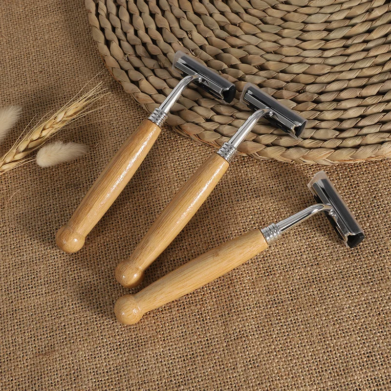 1 pcs Manual Razor Eco Friendly Natural Bamboo Handle Shaving Razors for men women hotel home travel use