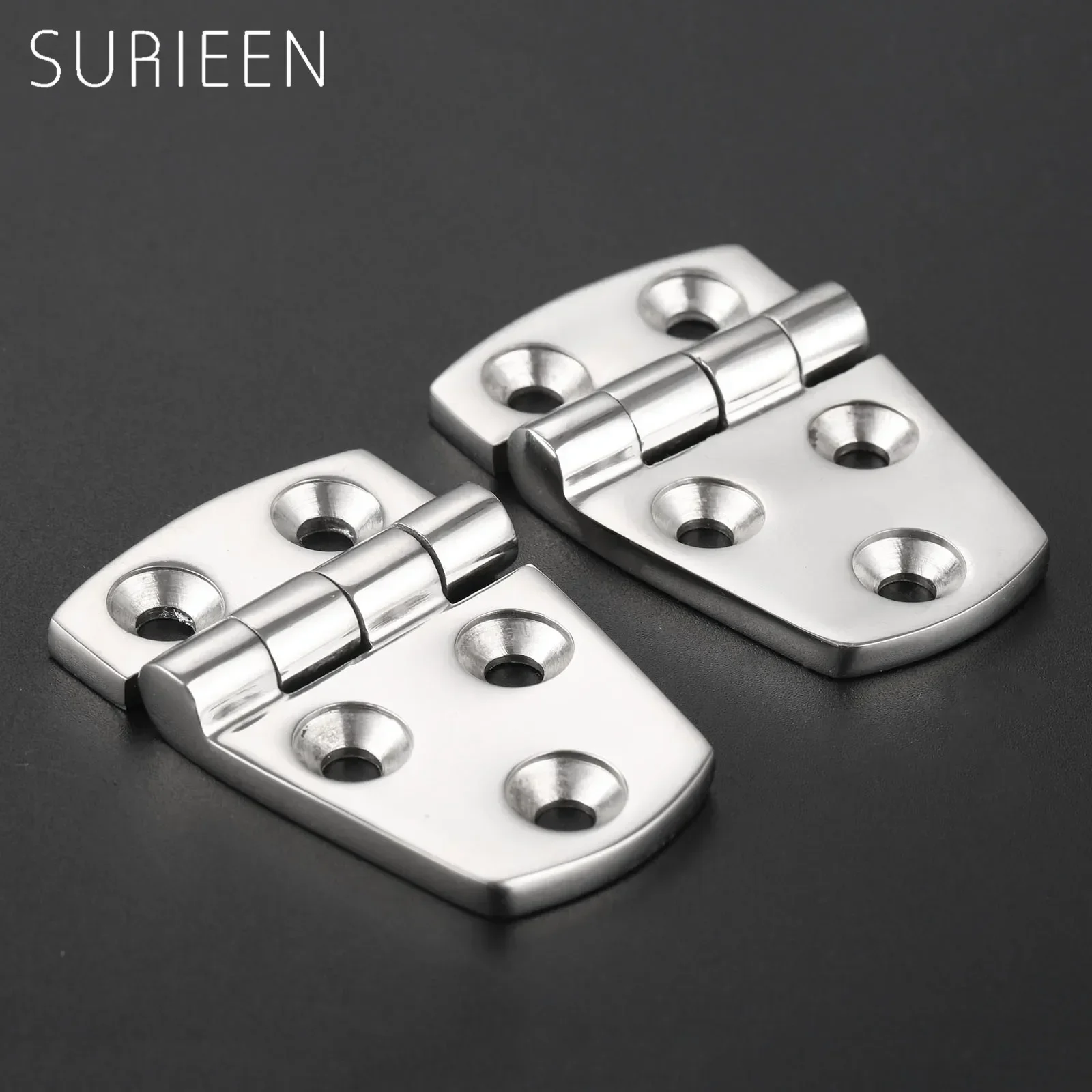 SURIEEN 2pcs Stainless Steel Shortside Offset Hinges Heavy Duty Boat Marine Flush Door Window Hatch Compartment Hinges 57mmx38mm