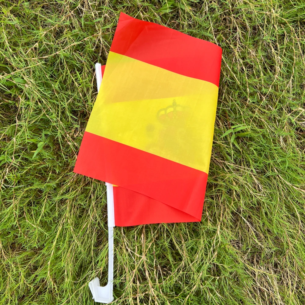 100% Polyester Spain  Flags30x45cm Spanish car flag 12x18 inch   plastic flagpole decoration flag