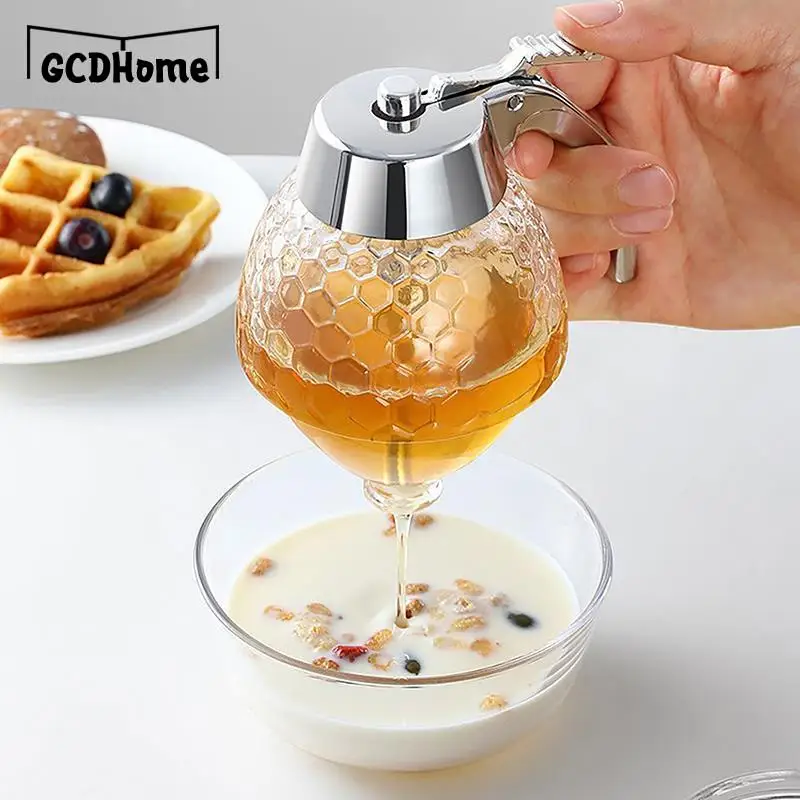 Portable Acrylic Anti-drip Honey Jar Juice Dispenser Honey Dispenser Container Squeeze Bottle Honey Drain Pot Kitchen Tools