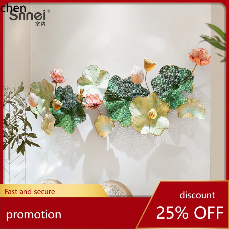 Ht  new chinese style  background wall decorations creative chinese style iron wall decorations three-dimensional lotus pendant