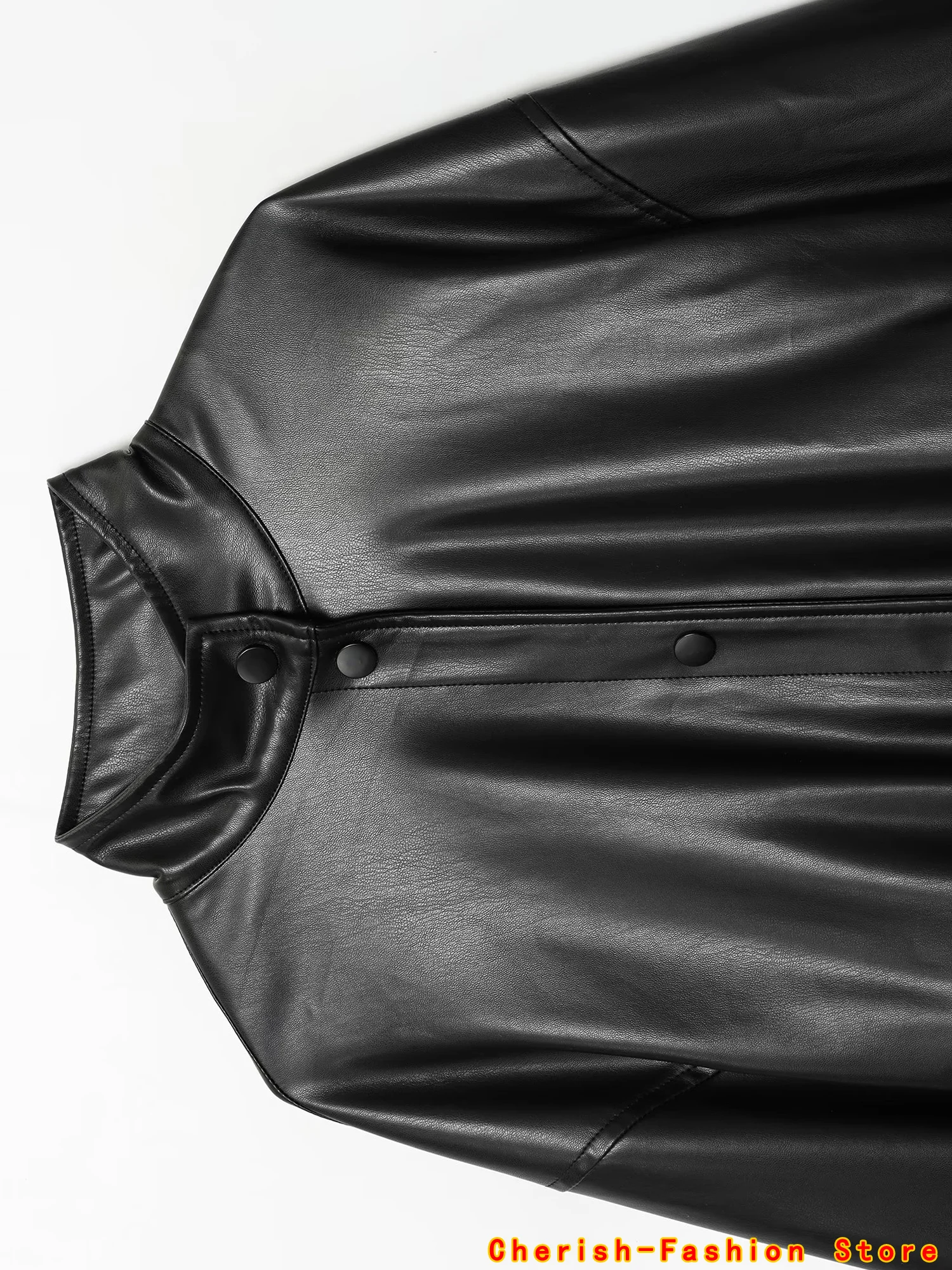 Neue Mode Straße Pendeln Dame Tops Frauen 2025, Herbst Marke Neue Leder Pilot Jacke Stehkragen Zipper Lange Lose Outer