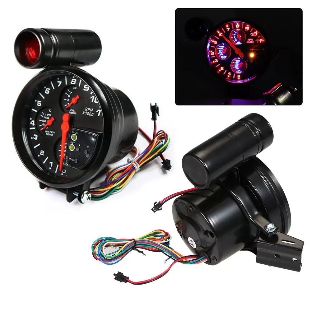 

CAR METER CAR PARTS 5" TYPE R 4-IN-1 TACHOMETER TACHOMETER WITH WATER TEMP OIL TEMP OIL PRESSURE AUTO METER AUTO GAUGE