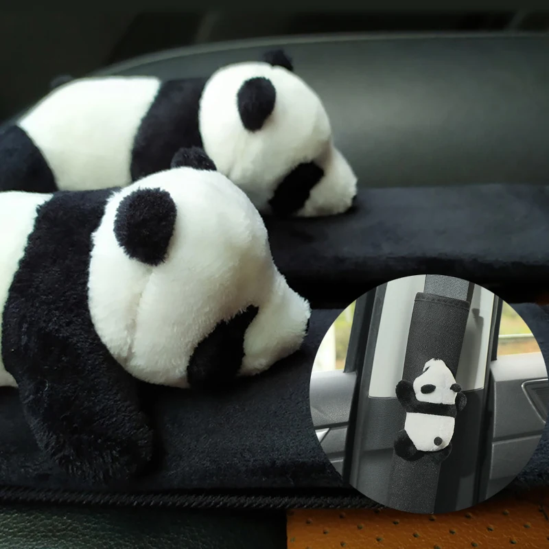 1pc Automobile Safety Belt Decoration Cartoon Panda Safety Belt Shoulder Pad Plush Automobile Accessories for Children Kids