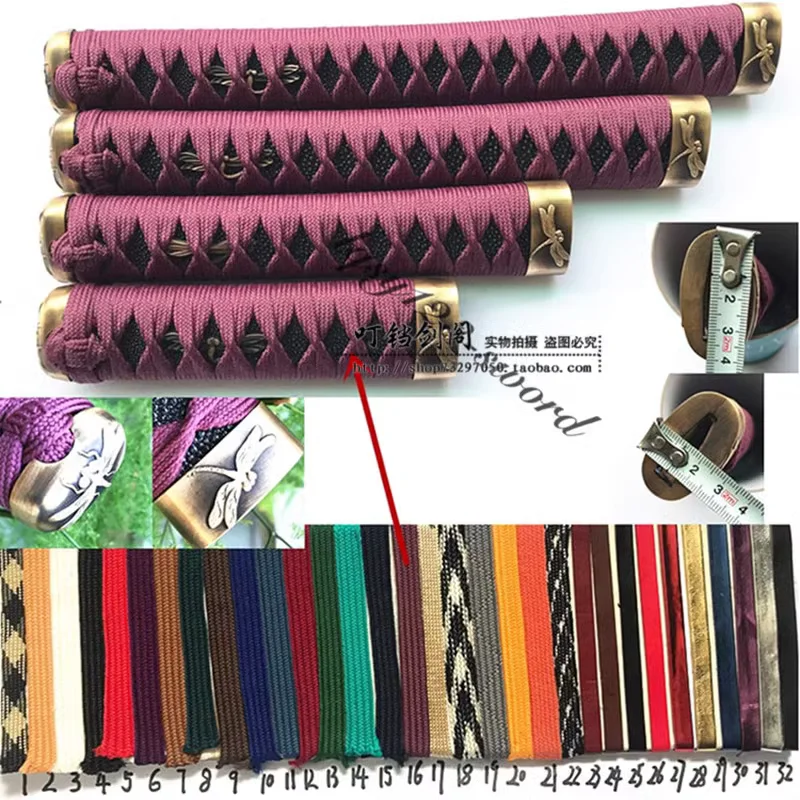 

15 см/20 см/26 см/30 см полная изогнутая рукоять Tsuka, медная фурнитура, шелковая веревка, настоящая рыбья кожа, аксессуары для японского меча Katana