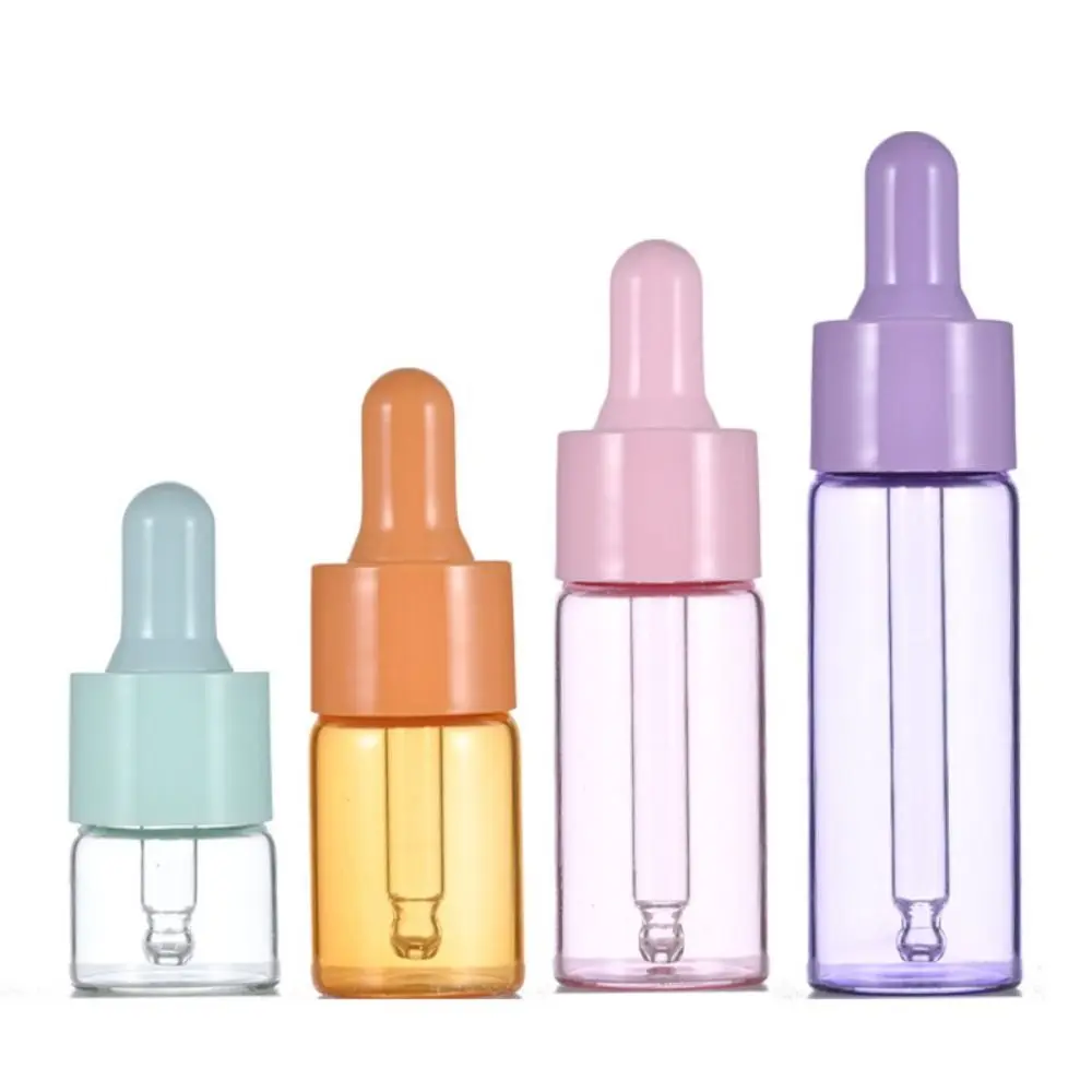 

7 Pcs Refillable Mini Dropper Bottle Set Macaron Color Empty Container Reusable 5ml/10ml/15ml Little Glass Dropper Travel