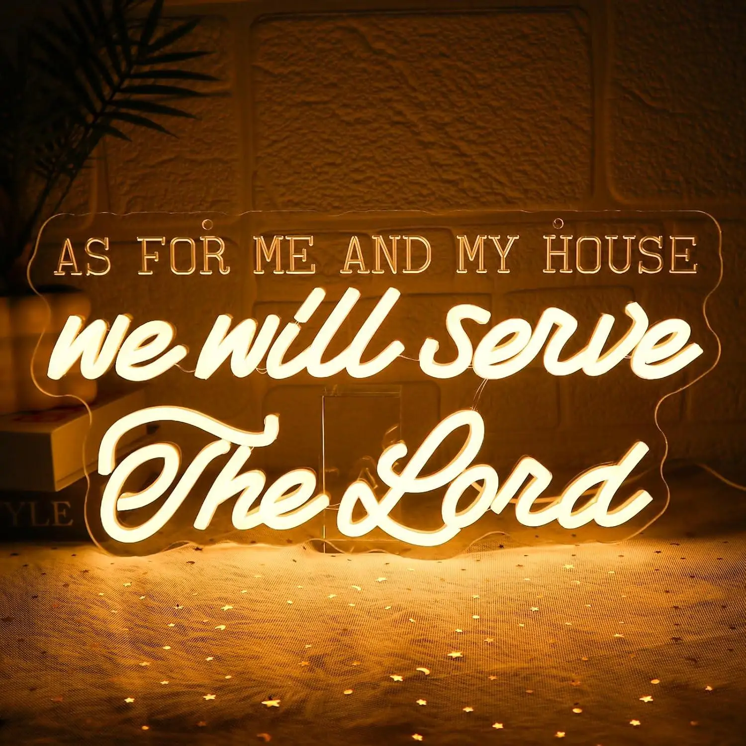 Religious Themed Neon Sign LED Light with As For Me And My House We Will Serve The Lord Design for Bedroom Church Home Decor