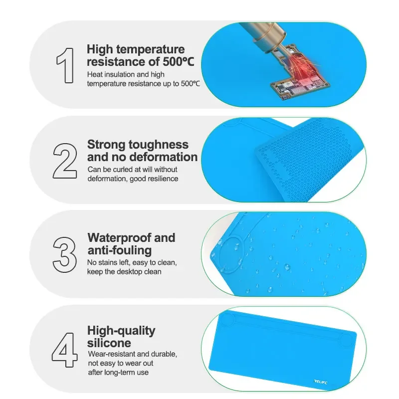 แผ่นซิลิโคนทนความร้อนสูง RELIFE RL-004DQ ขนาด 35 นิ้ว ทนความร้อนได้สูงถึง 500 องศา ℃   เครื่องมือซ่อมแซม