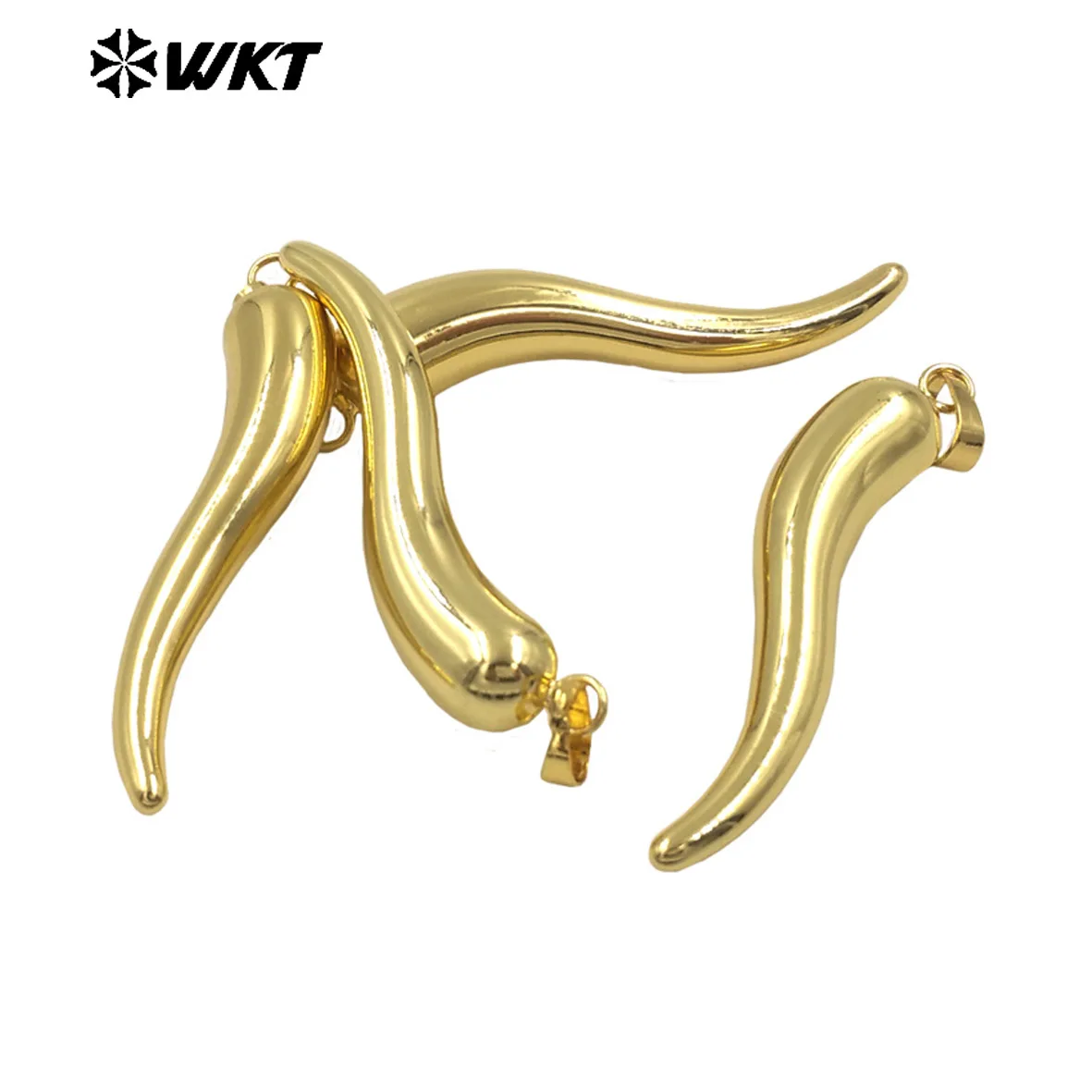 

WT-P1998 Wholesale Yellow Brass Pepper Shape Resist Tarnishable Pendant Gold Electroplated For Fashion Necklace Design