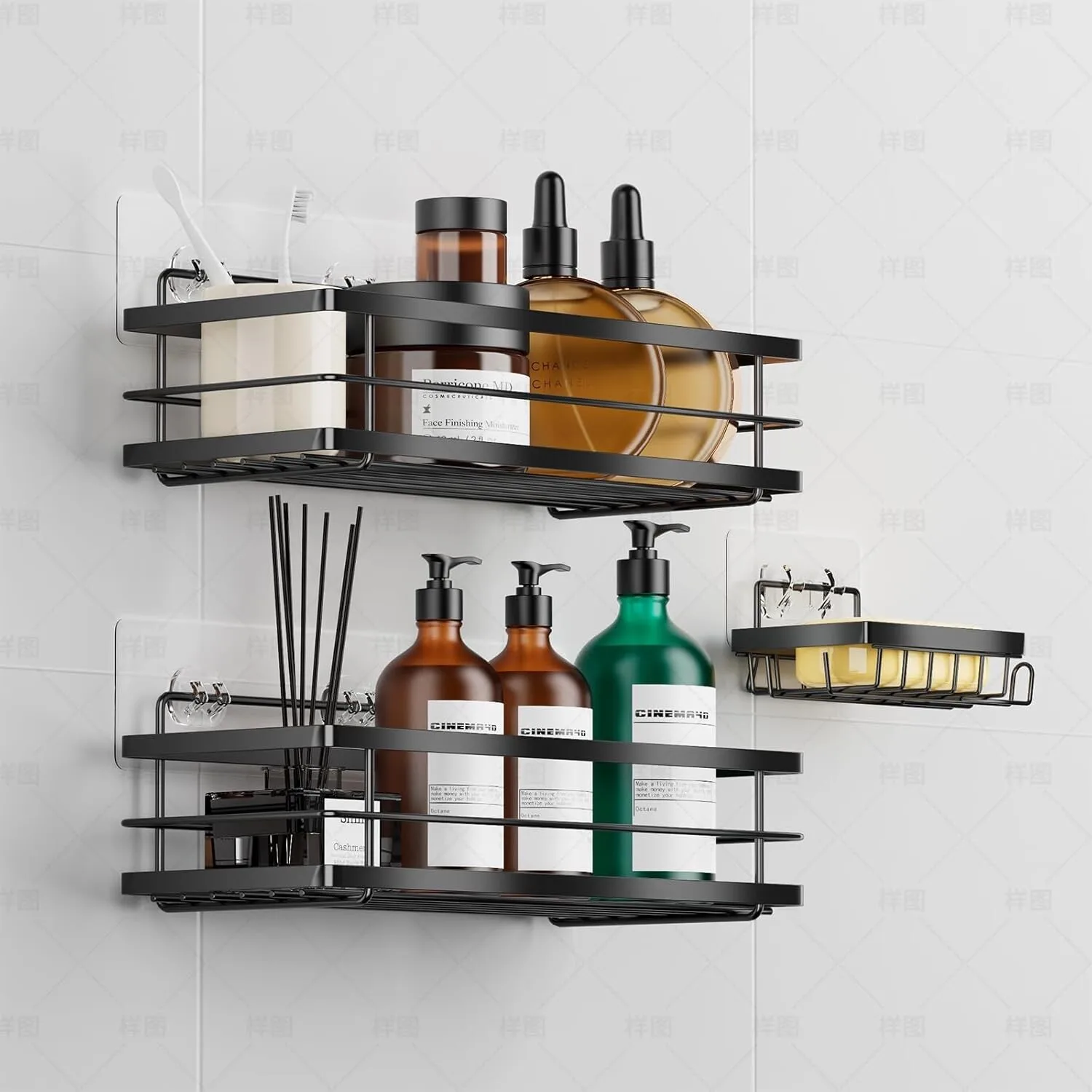 

3 Pack Shower Caddy Shelf Bathroom Basket Storage Organizer Rack Waterproof Bath Holder Non Rust Easy Assembly Modern Design