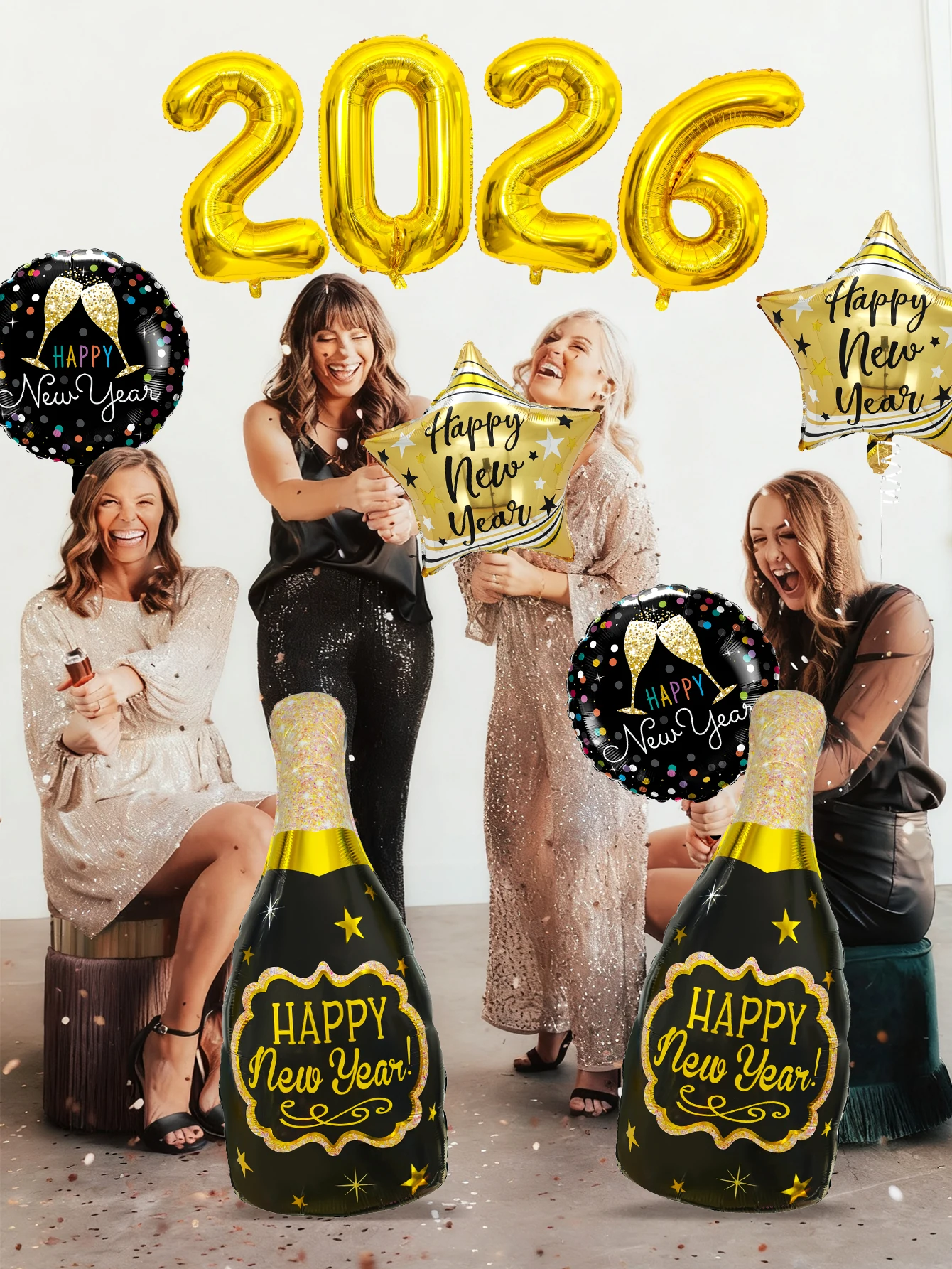 10 قطع/مجموعة بالونات رأس السنة، مناسبة لحفلة رأس السنة الجديدة، زينة السنة الجديدة 2026، مستلزمات احتفالية ليلة رأس السنة #2