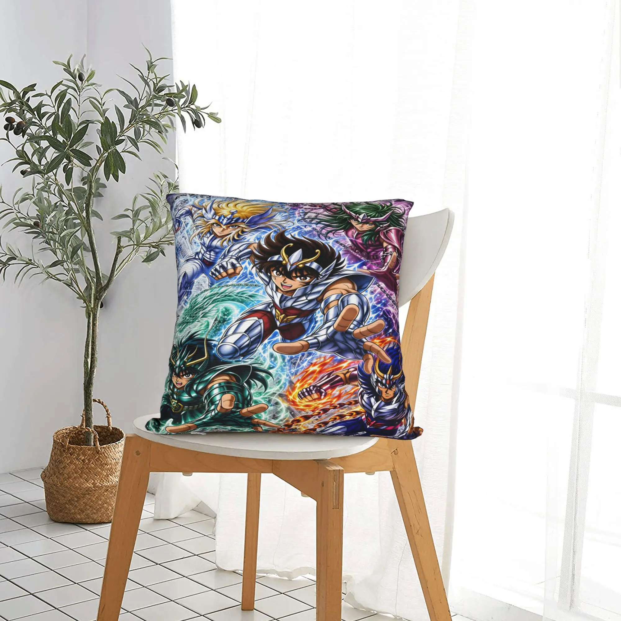 Saint Seiya Knights Z-Zodiac  Pillow Case  Retro Trendy Pillow Cover Square Pillowcases For Sofa Home Decor