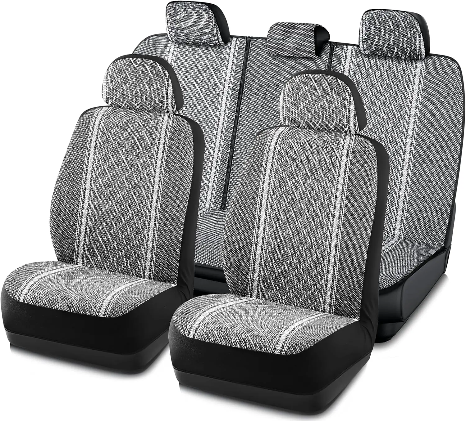 

Universal Gray Diamond Seat Covers Set for Cars, Trucks, SUVs - Airbag Compatible, Machine Washable