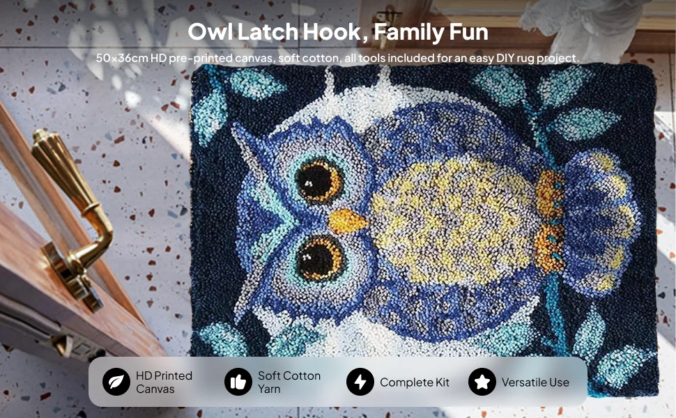 

DIY Latch Hook Rug Kit Embroidery Yarn Cushion Set for Handmade Crafts and Creative Gifts