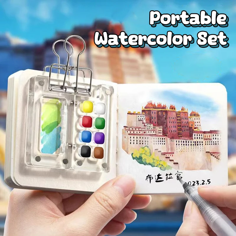 Travel Watercolour Paint Palette Set Mini Pocket Artist Watercolor Paint Palette Travel Sets For Painters Artists Students