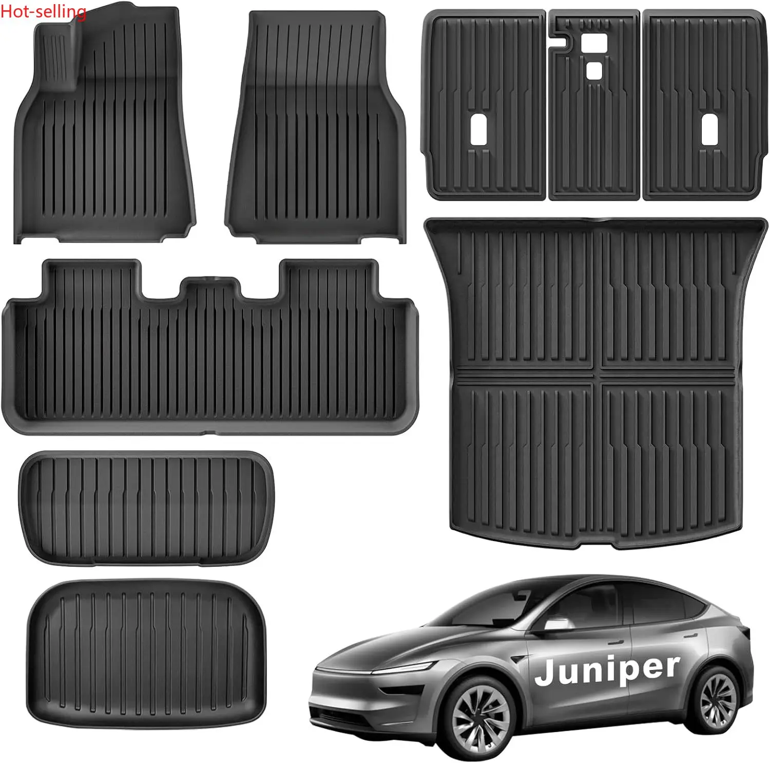 

Коврики для Tesla Model Y Juniper 2025 2026, 5 мест, всепогодные нескользящие передние и задние грузовые вкладыши, подержанные коврики на спинку сиденья